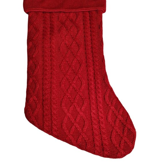 Holiday Time 19 inch Red Knit Monogram Initial H Christmas Stocking - Picture 3 of 4